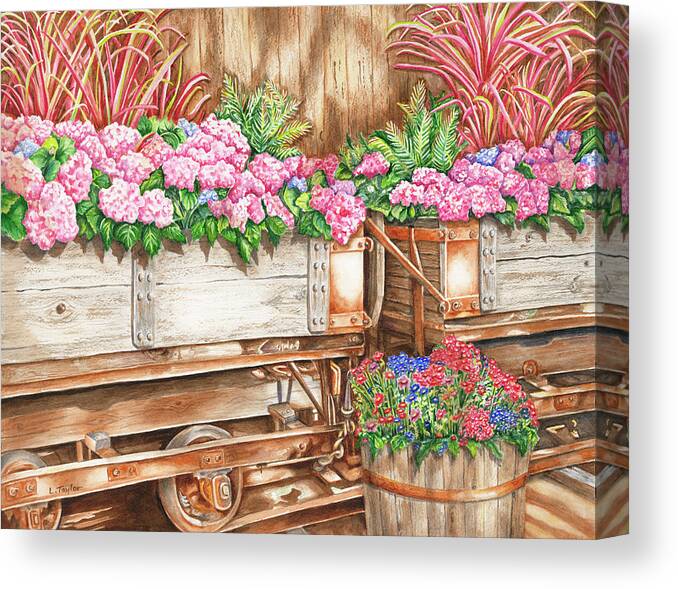 Western Floral Canvas Print featuring the painting Cordelia's Train by Lori Taylor