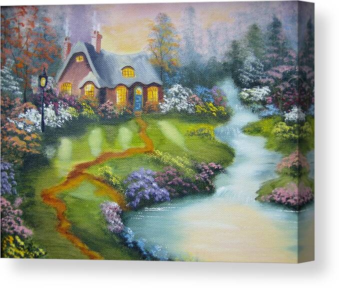 Cottage Canvas Print featuring the painting Cottage by Debra Campbell