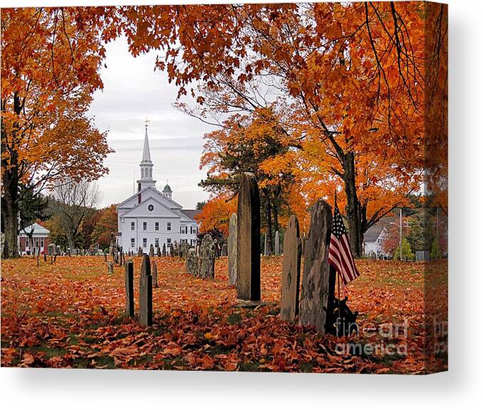 First Congregational Church In Hanover Canvas Print featuring the photograph Country Church by Janice Drew