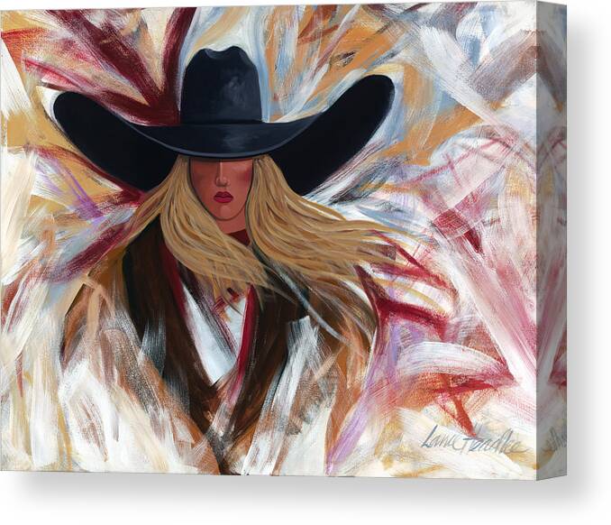 Colorful Cowboy Painting. Canvas Print featuring the painting Cowgirl Colors by Lance Headlee