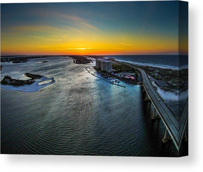Alabama Canvas Print featuring the photograph Crack of Dawn and the Wind Across the Water at Perdido Pass by Michael Thomas