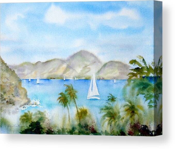 Caribbean Canvas Print featuring the painting Cruising in the Caribbean by Diane Kirk
