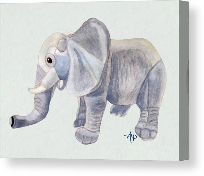 Elephant Canvas Print featuring the painting Cuddly Elephant II by Angeles M Pomata