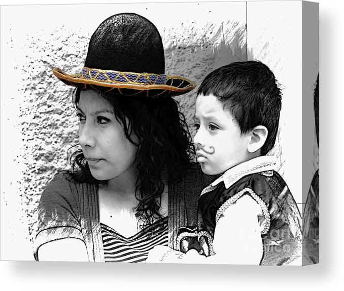 Mother Canvas Print featuring the photograph Cuenca Kids 912 by Al Bourassa