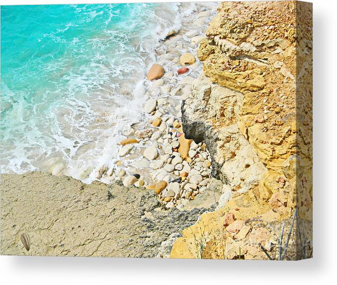 The Turquoise Sea As Seen From Canvas Print featuring the photograph The Sea below by Priscilla Batzell Expressionist Art Studio Gallery