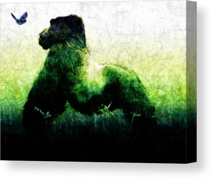 Gorilla Canvas Print featuring the painting Curiosity by Adam Vance