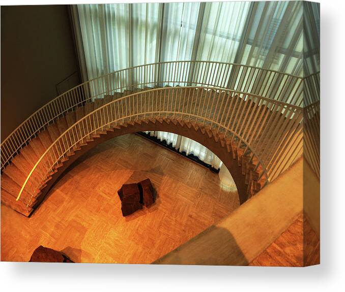 Curved Canvas Print featuring the photograph Curved Staircase by Alan Socolik