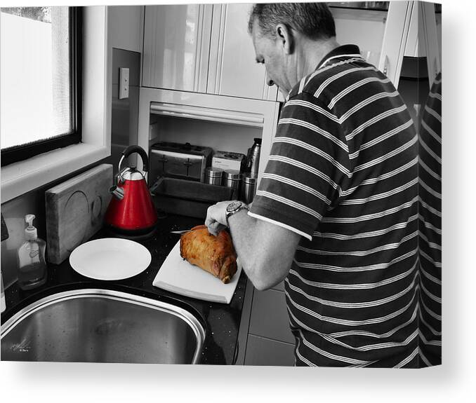 Food Canvas Print featuring the photograph Cutting Chicken by Michael Blaine