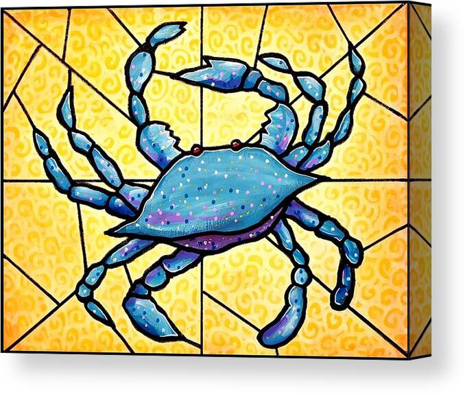Crab Canvas Print featuring the painting Dancing Blue Crab 4 by Jim Harris