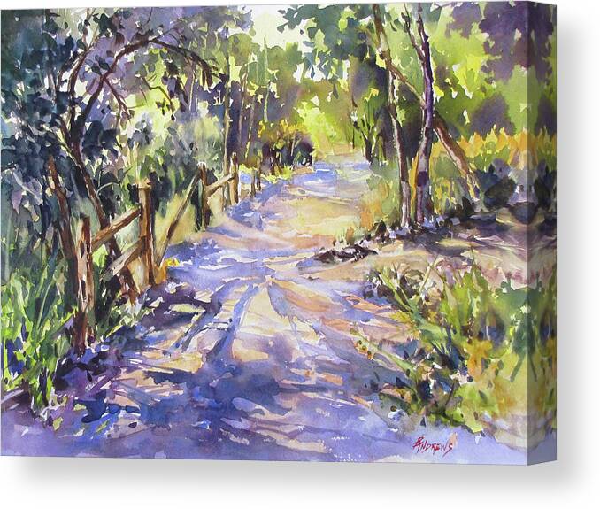 Landscape Canvas Print featuring the painting Dappled Morning Walk by Rae Andrews