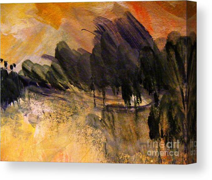 Gouache Abstract Painting Canvas Print featuring the painting Dark Forest by Nancy Kane Chapman