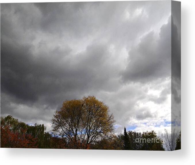Dark Clouds Canvas Print featuring the photograph Dark October Sky by Sandra Church