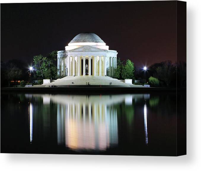 Photosbymch Canvas Print featuring the photograph Darkness over the Jefferson Memorial by M C Hood