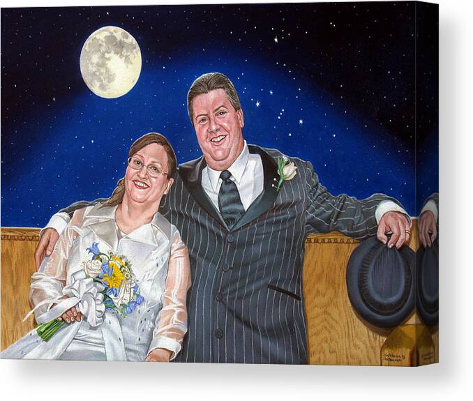 Dave Canvas Print featuring the painting Dave and Sue in oil painting by Christopher Shellhammer