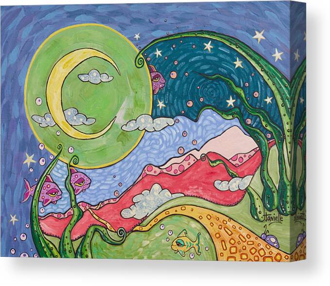 Whimsical Landscape Canvas Print featuring the painting Daydreaming by Tanielle Childers