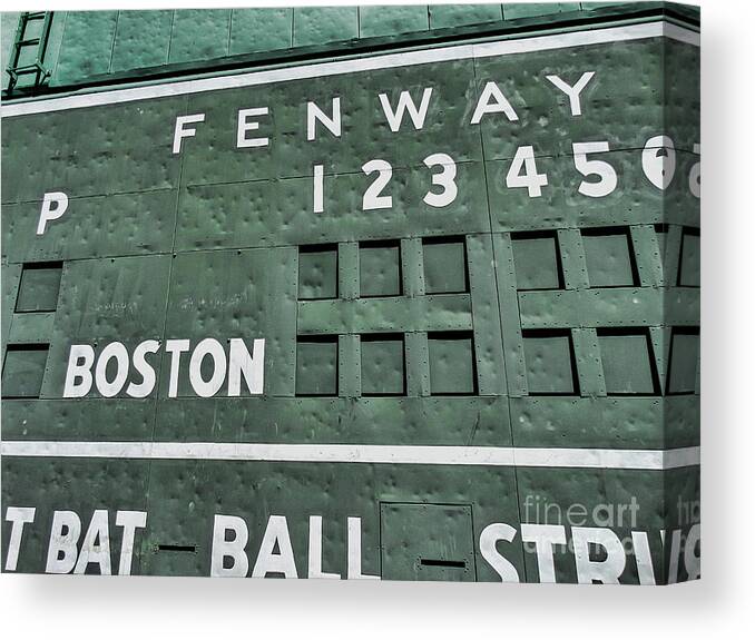 Fenway Park Canvas Print featuring the photograph Dented Scoreboard by Bill Dussault