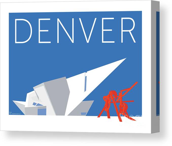 Denver Canvas Print featuring the digital art DENVER Art Museum/Blue by Sam Brennan