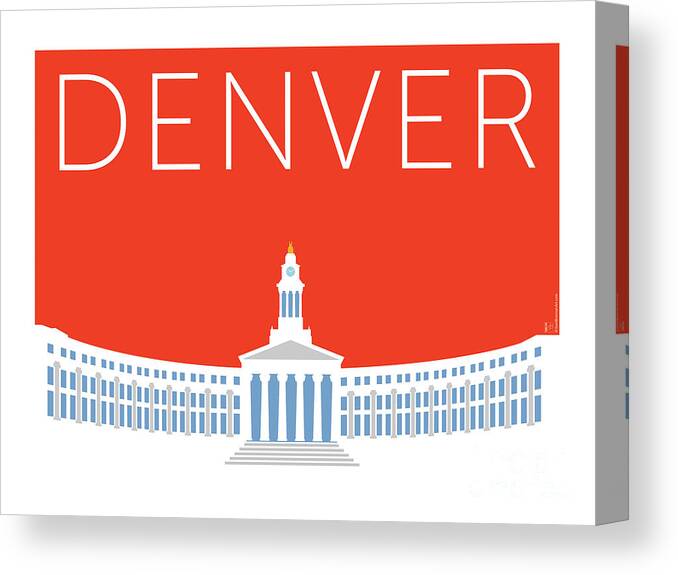 Denver Canvas Print featuring the digital art DENVER City and County Bldg/Orange by Sam Brennan