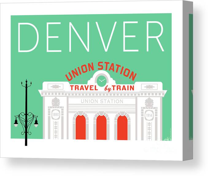 Denver Canvas Print featuring the digital art DENVER Union Station/Aqua by Sam Brennan