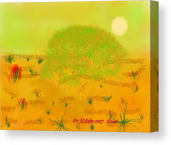 Sky.heat.dust.sun.desert.bush.sand.prickles. Sandy Dunes.rest.silence. Canvas Print featuring the digital art Desert by Dr Loifer Vladimir
