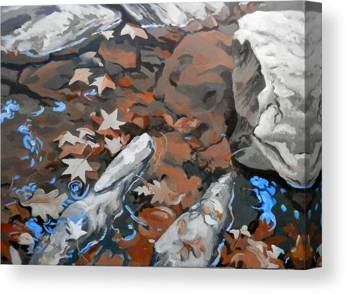 Landscape Canvas Print featuring the painting Dick's Creek Leaf Drift by Martha Tisdale