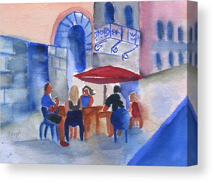 Dinner In Old San Juan Canvas Print featuring the painting Dinner In Old San Juan by Frank Bright