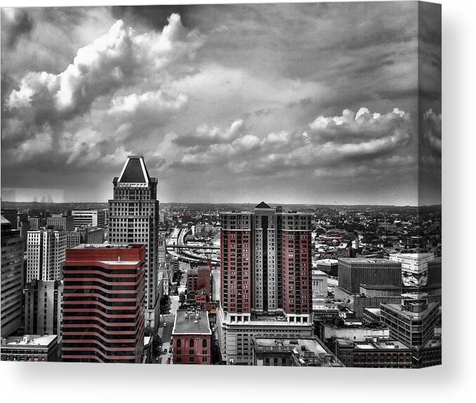 Baltimore Canvas Print featuring the photograph Downtown Baltimore City by Chris Montcalmo