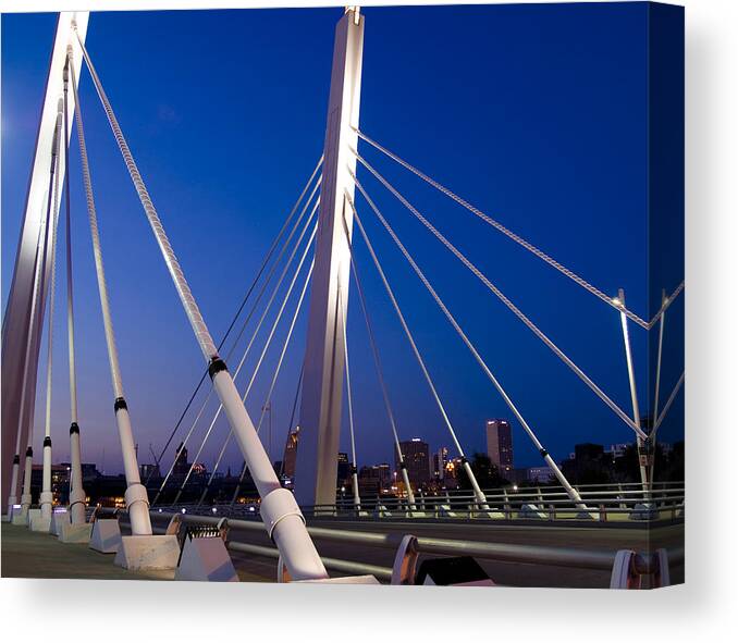 6th Street Bridge Canvas Print featuring the photograph Downtown Gateway by Peter Skiba