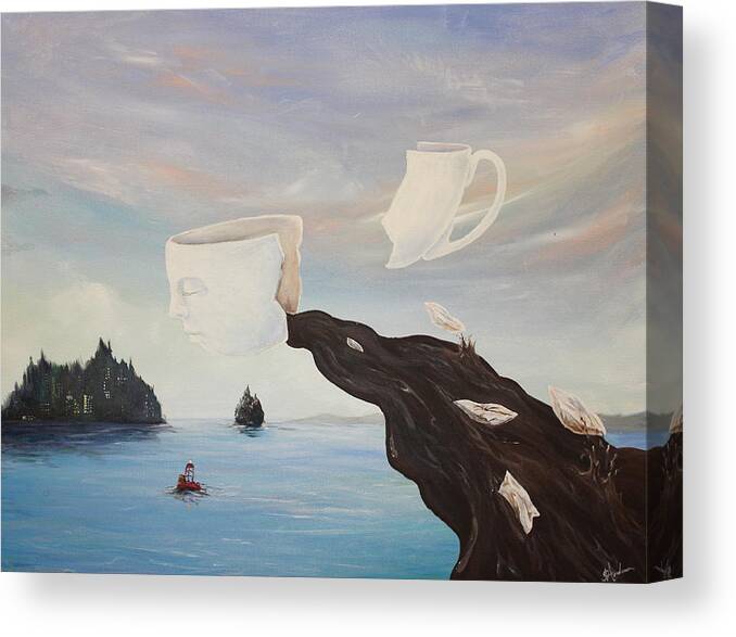 Coffee Canvas Print featuring the painting Dream Commute by James Andrews