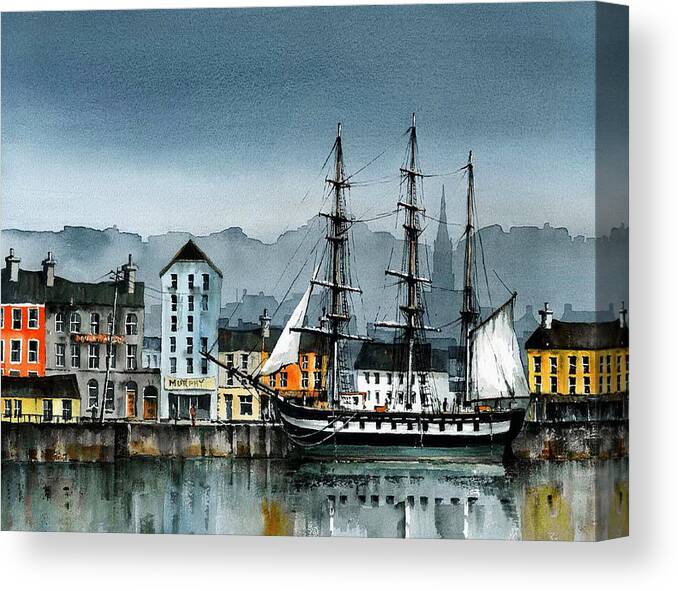Val Byrne Canvas Print featuring the painting Dunbrody in New Ross by Val Byrne
