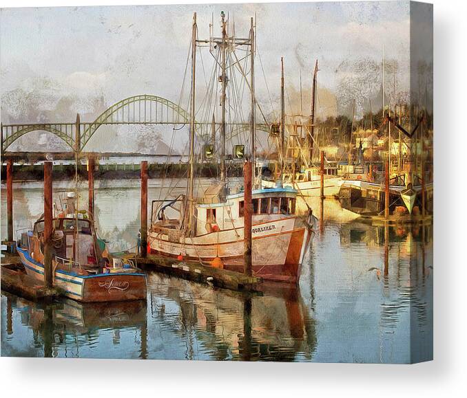 Nautical Art Canvas Print featuring the photograph Early Light On Yaquina Bay by Thom Zehrfeld