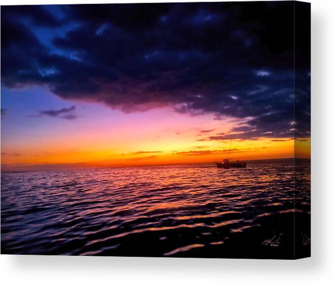 Landscape Canvas Print featuring the photograph Early Morning Boat by Michael Blaine