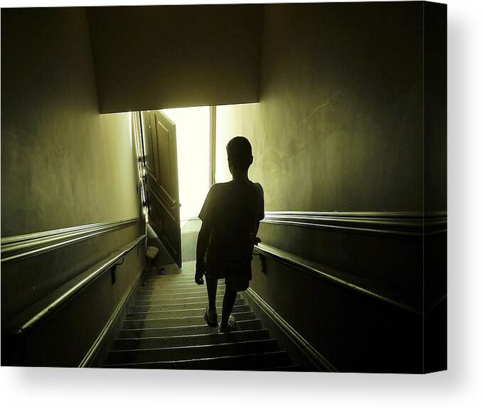 Child Canvas Print featuring the photograph Eerie Stairwell by Scott Hovind