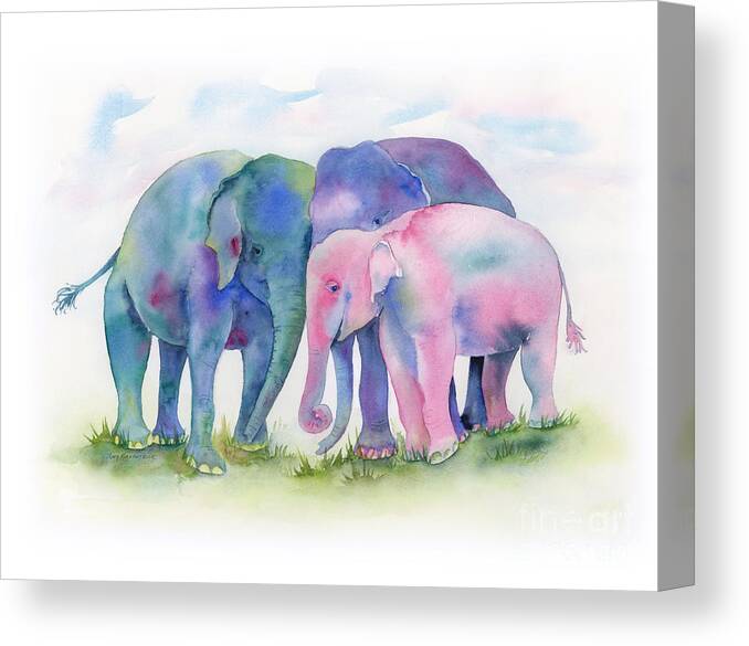 Elephant Canvas Print featuring the painting Elephant Hug by Amy Kirkpatrick