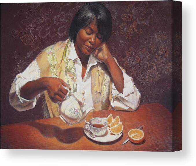 Portrait Canvas Print featuring the painting Evening Tea by Sue Halstenberg