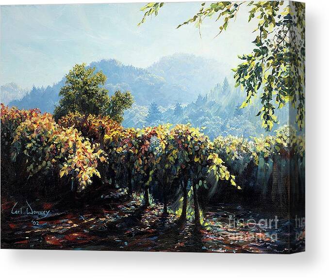 Wineries Canvas Print featuring the painting Evening Vines by Carl Downey