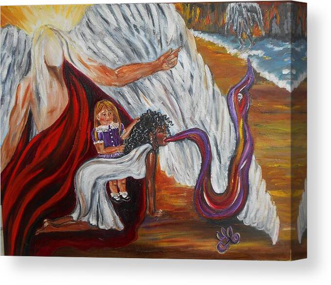 Archangel Canvas Print featuring the painting Exorcismo by Yesi Casanova