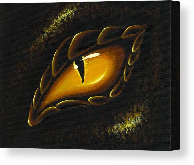 Dragon Canvas Print featuring the painting Eye Of Golden Embers by Elaina Wagner