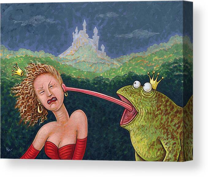 Princess Canvas Print featuring the painting Fairy Tales the Frog Prince by Holly Wood