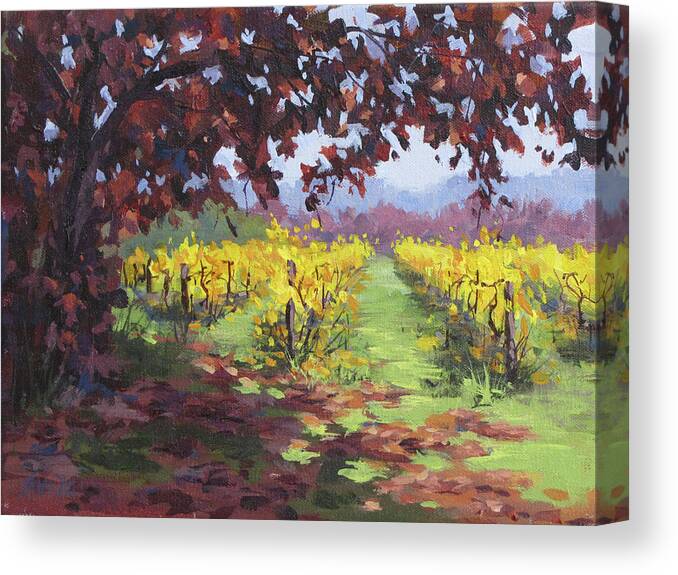 Fall Canvas Print featuring the painting Fall Vineyard by Karen Ilari