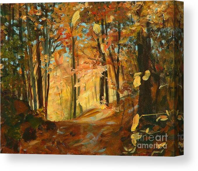 Painting Canvas Print featuring the painting Fall's Radiance in Quebec by Claire Gagnon