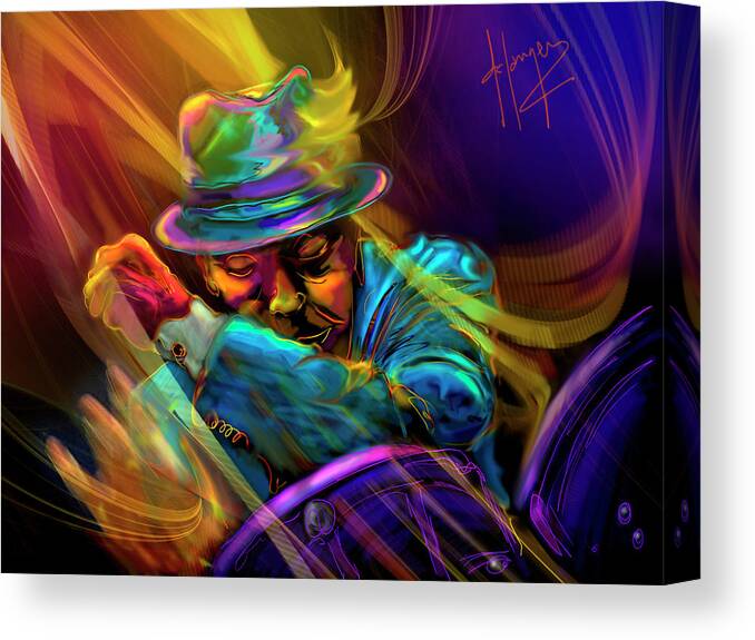 Percussion Canvas Print featuring the painting Feel The Fire by DC Langer