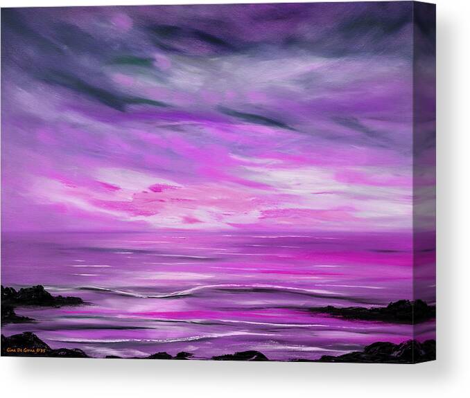 Sunset Canvas Print featuring the painting Feeling the Divinity - Violet Sunset Painting by Gina De Gorna