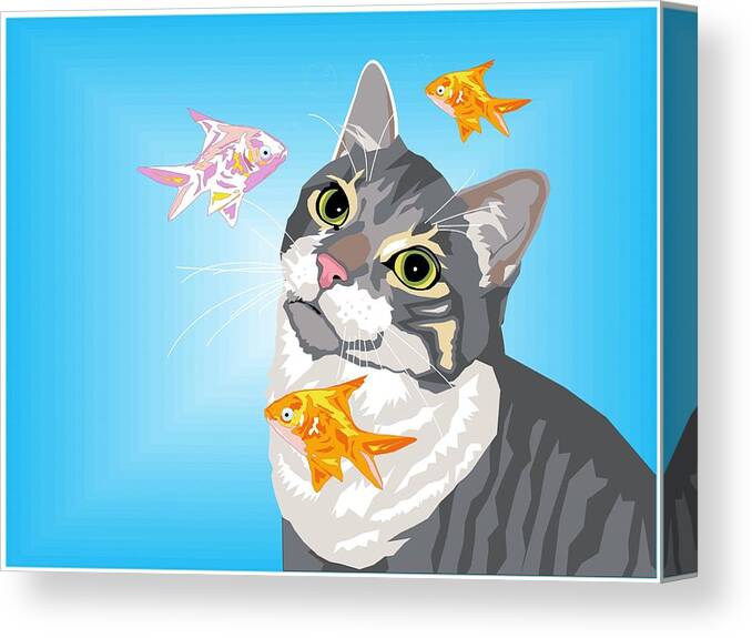 Cat Canvas Print featuring the digital art Feline Fantasy by Sarah Crumpler