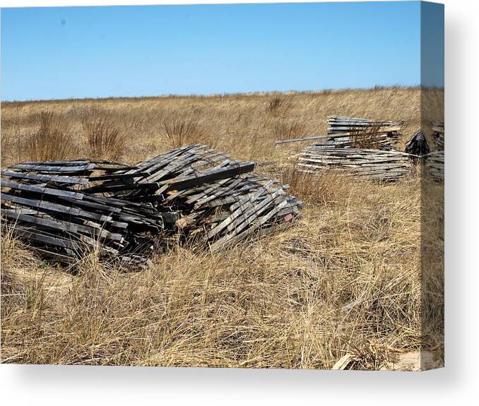 Canvas Print featuring the photograph Fence Bails by Bruce Gannon