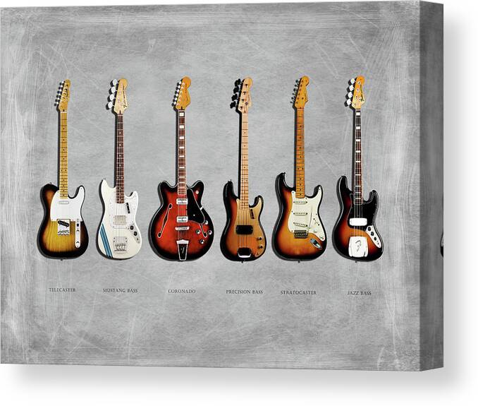Fender Stratocaster Canvas Print featuring the photograph Fender Guitar Collection by Mark Rogan