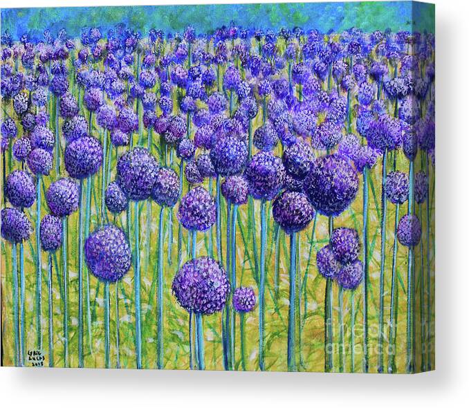 Landscape Canvas Print featuring the painting Field Of Allium by Lyric Lucas