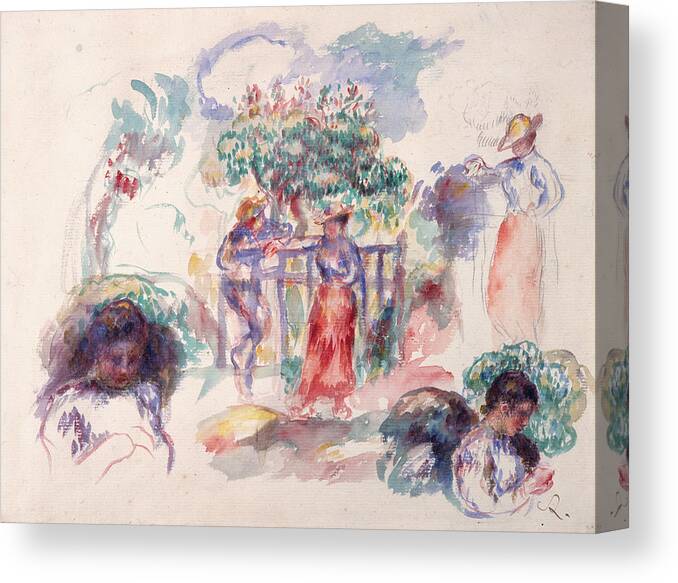 19th Century Art Canvas Print featuring the painting Figures under a Tree by Auguste Renoir