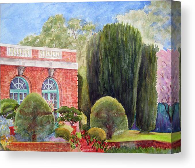 Landscape Canvas Print featuring the painting Filoli Garden by Karen Coggeshall