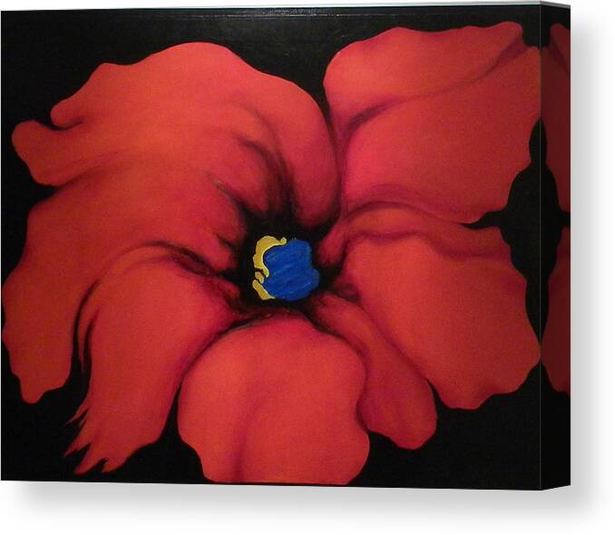 Red Bloom Artwork Canvas Print featuring the painting Fire Flower by Jordana Sands